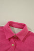 Colorblock Curved Hem Corduroy Shacket with Pocket
